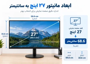ابعاد مانیتور ۲۷ اینچ به سانتیمتر